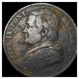 1861XVR Italy Papal States Silver 20 Baiocchi