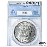 1887 Morgan Silver Dollar ANACS MS63
