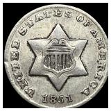 1851 Silver Three-Cent Piece NEARLY UNCIRCULATED