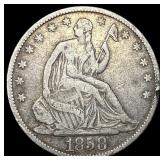 1858-O Silver Seated Liberty Half Dollar  LIGHTLY
