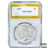 1934 Silver Peace Dollar PGA MS63