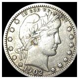 1902-O Silver Barber Quarter NEARLY UNCIRCULATED