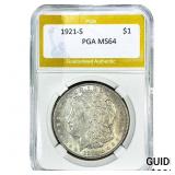 1921-S Morgan Silver Dollar PGA MS64