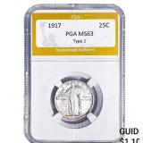 1917 Standing Liberty Quarter PGA MS63 Type 2