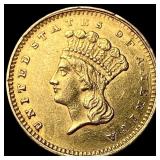 1862 Gold $1 Indian Princess Head CLOSELY UNCIRCUL