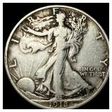 1918-S Silver Walking Liberty Half Dollar LIGHTLY