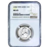1959 Washington Silver Quarter NGC MS65
