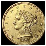 1861 Gold $2.50 Liberty Head Quarter Eagle CHOICE