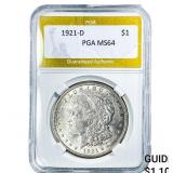 1921-D Morgan Silver Dollar PGA MS64