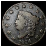 1824 Coronet Head Large Cent NICELY CIRCULATED