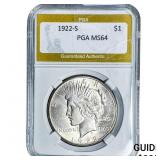 1922-S Silver Peace Dollar PGA MS64