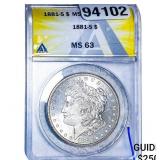 1881-S Morgan Silver Dollar ANACS MS63