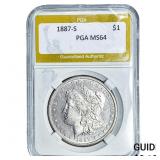 1887-S Morgan Silver Dollar PGA MS64