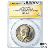 1882P Kennedy Half Dollar ANACS MS65 ADR-001 DMR-2