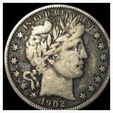 1902-S Silver Barber Half Dollar LIGHTLY CIRCULATE