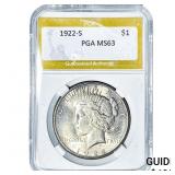 1922-S Silver Peace Dollar PGA MS63