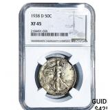 1938-D Walking Liberty Half Dollar NGC XF45