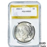 1922-S Silver Peace Dollar PGA MS63