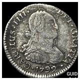 1792 Bolivia Potosi Silver 1/2 Real