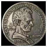 1918 Silver Half Dollar Illinois Centennial NEARLY