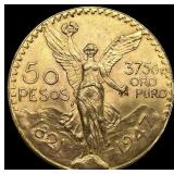 1947 Mexico Gold 50 Pesos NEARLY UNCIRCULATED