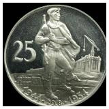 1954 Czechoslovakia Silver 25 Korun