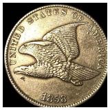 1858 Copper-Nickel Flying Eagle Cent NEARLY UNCIRC