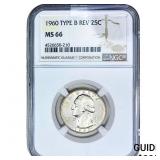 1960 Washington Silver Quarter NGC MS66 Type B Rev