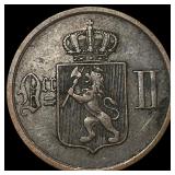 1893 Norway Bronze 2 Ore