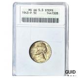 1943-P Jefferson Nickel ANACS MS66 5.5 Steps