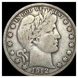 1912-S Silver Barber Half Dollar LIGHTLY CIRCULATE