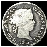 1865 Philippines Silver 20 Centimos