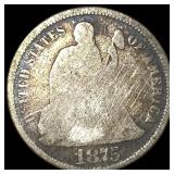 1875-CC Silver Seated Liberty Dime LIGHTLY CIRCULA