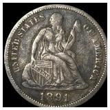 1891 Silver Dime (Seated Liberty) NICELY CIRCULATE