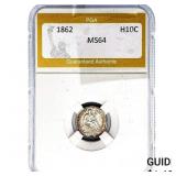 1862 Seated Liberty Half Dime PGA MS64