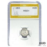 1853 Seated Liberty Half Dime PGA MS63+