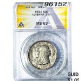 1921 Alabama Half Dollar ANACS MS63