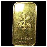 Swiss Bank Corporation 1/3 oz Gold Bar .9999 HIGH
