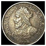 1904 Panama Silver 5 Centesimos .900oz ASW