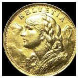 1935 Swiss Gold 20 Francs Helvetia HIGH GRADE