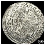 1708 German Wurttemberg-Oles Silver 3 Kreuzer