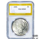 1935 Silver Peace Dollar PGA MS64