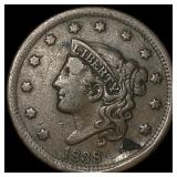 1838 Coronet Head Large Cent LIGHTLY CIRCULATED