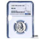 1959 Washington Silver Quarter NGC MS66 Type B Rev