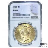 1922 Silver Peace Dollar NGC MS66