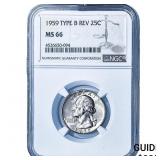 1959 Washington Silver Quarter NGC MS66 Type B Rev