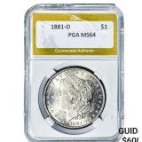 1881-O Morgan Silver Dollar PGA MS64