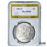 1921-S Morgan Silver Dollar PGA MS64