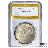 1891-CC Morgan Silver Dollar PGA MS63