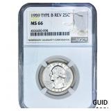 1959 Washington Silver Quarter NGC MS66 Type B Rev